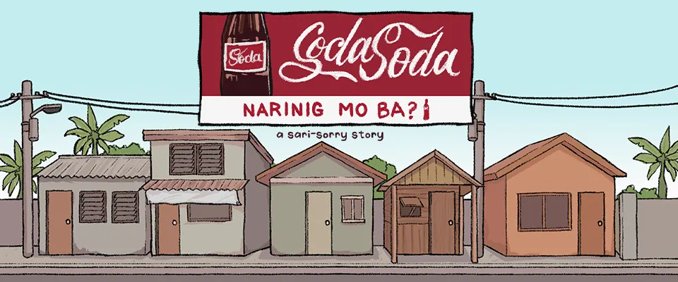 The Narinig Mo Ba sign over a hand-drawn Filipino neighborhood