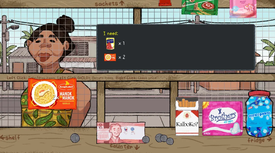 A customer’s grocery order at the sari-sari store